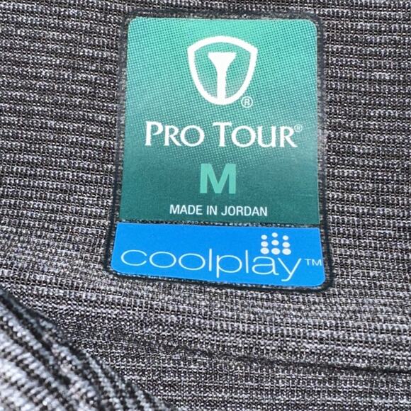 Pro Tour Mens Cool Play Golf Long Sleeve Polo Shirt Medium Gray Pinstripe - Picture 3 of 7